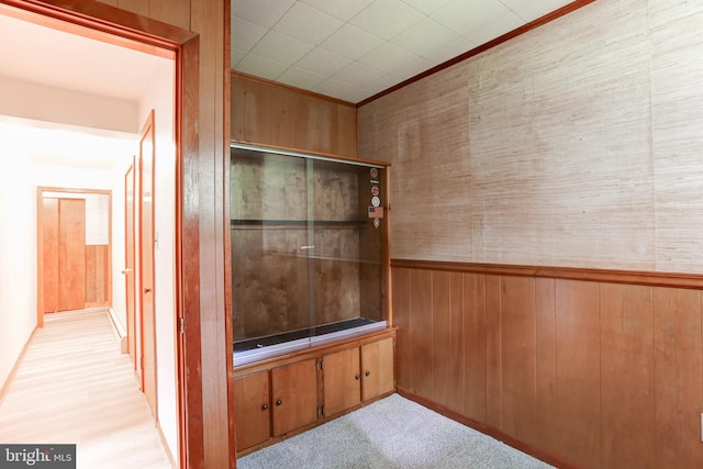 175 Dellville Rd, Duncannon, PA 17020 - hallway featuring wood walls, crown molding, and a wainscoted wall