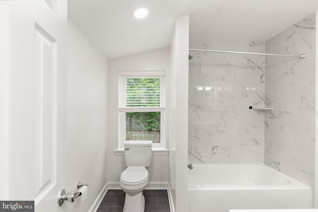 123 E Cross St, Baltimore, MD 21230 - full bathroom with shower / bath combination, tile patterned flooring, lofted ceiling, and recessed lighting