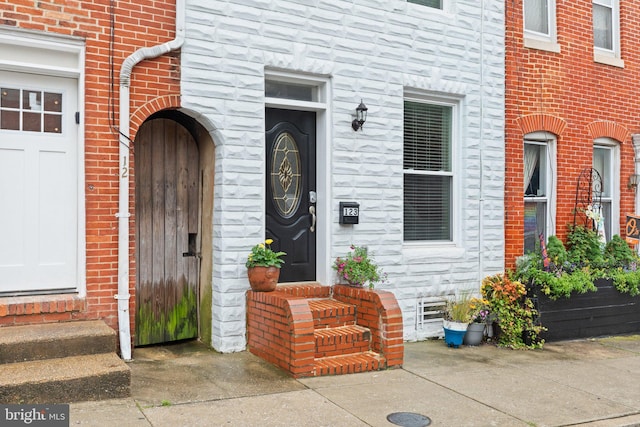 123 E Cross St, Baltimore, MD 21230 - doorway to property with stone siding and brick siding