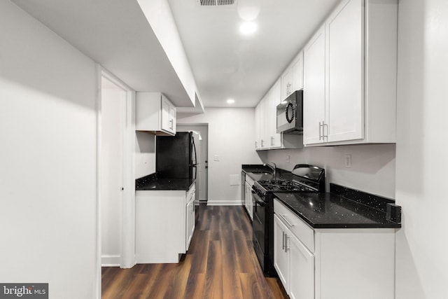 123 E Cross St, Baltimore, MD 21230 - kitchen with black appliances, dark wood-style floors, recessed lighting, and white cabinets