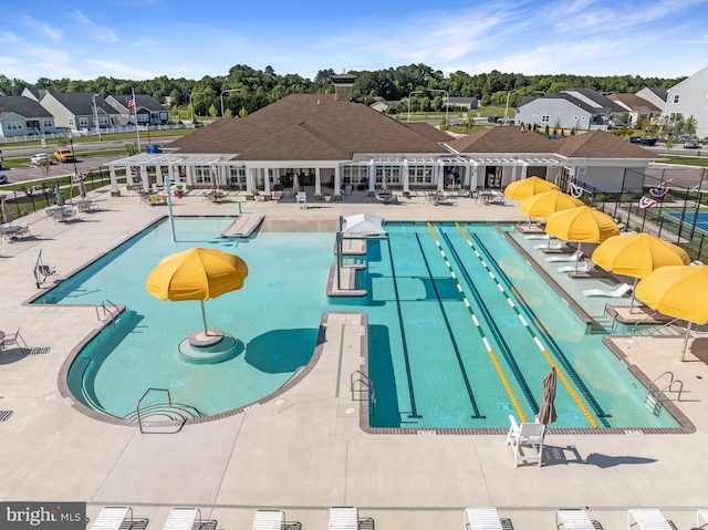 35146 Wright Way, Millsboro, DE 19966 - community pool featuring a patio area, a residential view, and a water slide
