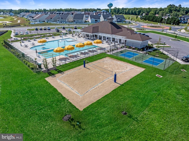 35146 Wright Way, Millsboro, DE 19966 - aerial perspective of suburban area featuring a pool