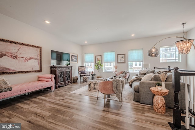 35354 Wright Way, Millsboro, DE 19966 - living area with a chandelier, wood finished floors, and recessed lighting
