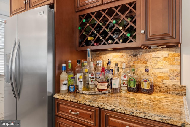 4600 Atlantic Ave, Atlantic City, NJ 08401 - indoor dry bar featuring stainless steel fridge with ice dispenser and tasteful backsplash