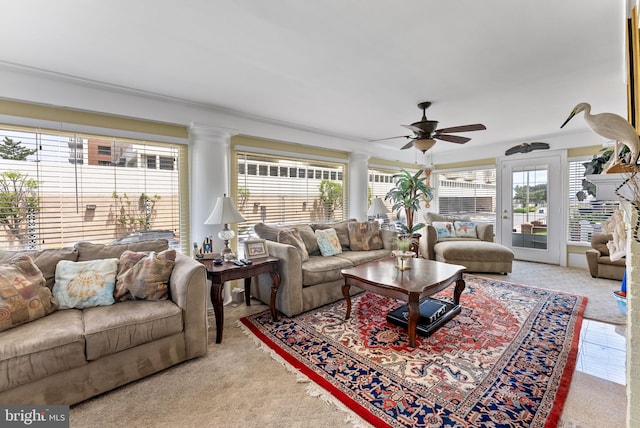 4600 Atlantic Ave, Atlantic City, NJ 08401 - living area featuring healthy amount of natural light, ceiling fan, and light colored carpet