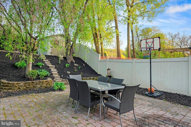 420 Highlands Blvd, Easton, PA 18042 - fenced backyard featuring a patio area and outdoor dining space