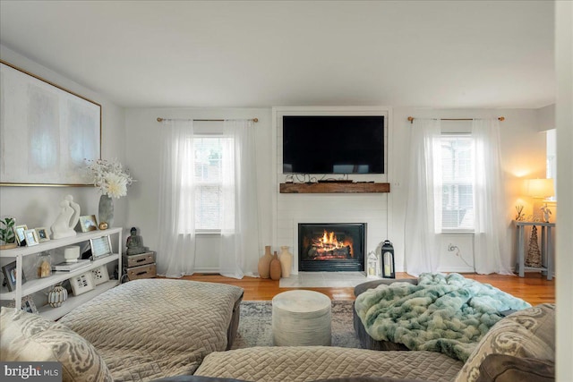 420 Highlands Blvd, Easton, PA 18042 - living area with a large fireplace and wood finished floors