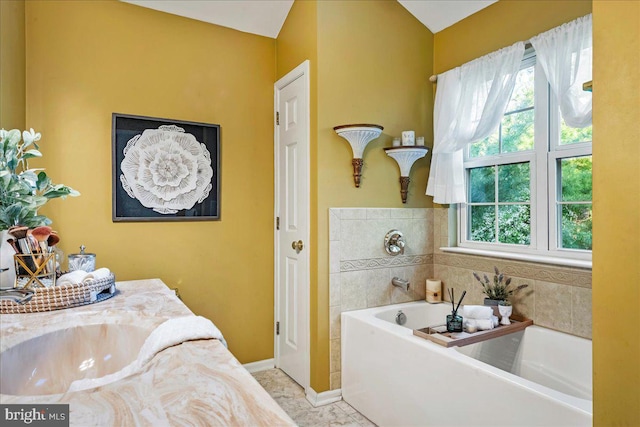 420 Highlands Blvd, Easton, PA 18042 - bathroom featuring a bath and lofted ceiling