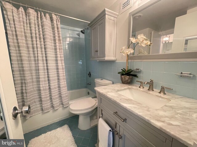 2939 Van Ness St NW Unit 743, Washington, DC 20008 - bathroom with tile patterned floors, shower / tub combo with curtain, and vanity