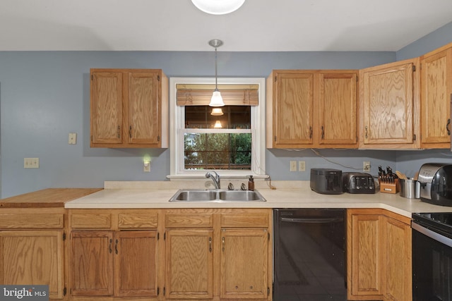 716 Euclid Ave, Lancaster, PA 17603 - kitchen with black appliances, light countertops, and pendant lighting