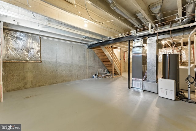 3159 Benton Square Dr, Olney, MD 20832 - unfinished below grade area with stairway and water heater