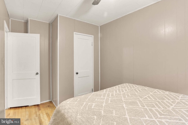 5947 Lillyan Ave, Baltimore, MD 21206 - bedroom with wood finished floors, ornamental molding, and a ceiling fan