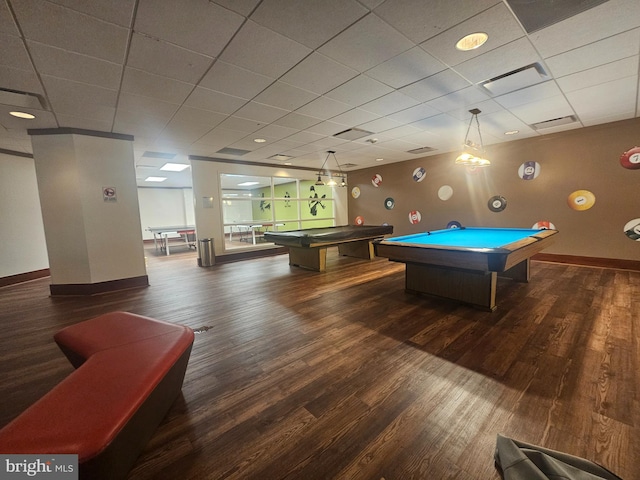 307 Yoakum Pkwy Unit 716, Alexandria, VA 22304 - game room featuring billiards table, dark wood-style floors, and a drop ceiling