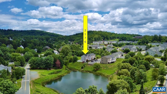 2176 Whispering Hollow Ln, Charlottesville, VA 22911 - aerial view of a nearby body of water and a heavily wooded area