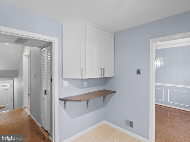 3390 Whipple Ct, Annandale, VA 22003 - corridor featuring baseboards and a chandelier