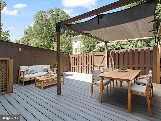 3390 Whipple Ct, Annandale, VA 22003 - wooden deck with an outdoor living space and outdoor dining space