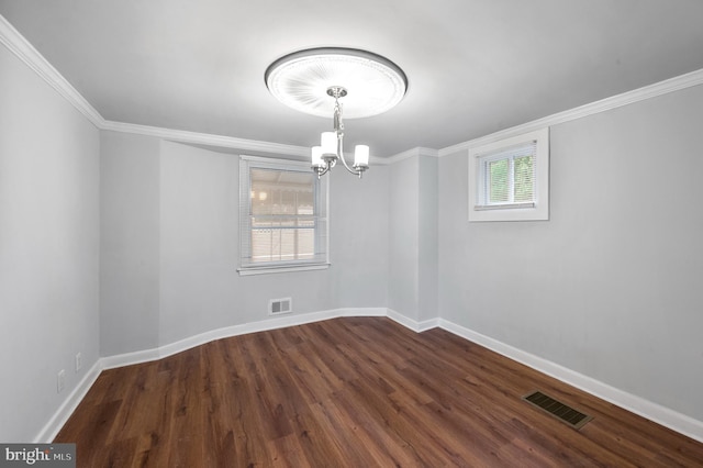 1112 Serrill Ave, Lansdowne, PA 19050 - spare room featuring a chandelier, ornamental molding, and wood finished floors