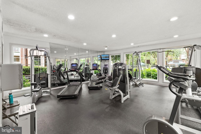 1533 Lincoln Way Unit 301A, Mclean, VA 22102 - workout area with recessed lighting, plenty of natural light, and a textured ceiling