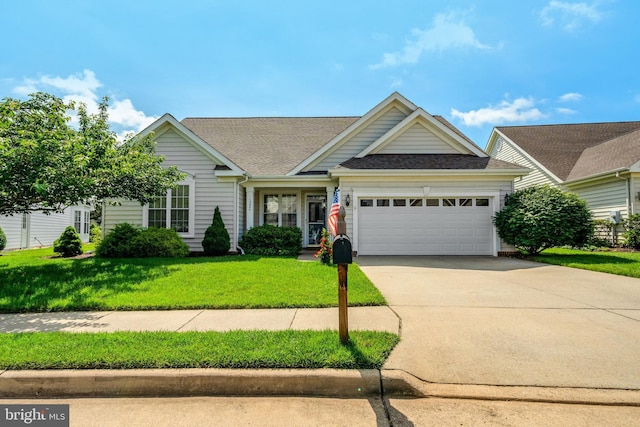 13854 Cinch Ln, Gainesville, VA 20155 - view of front of house featuring a garage, concrete driveway, a front lawn, and a shingled roof