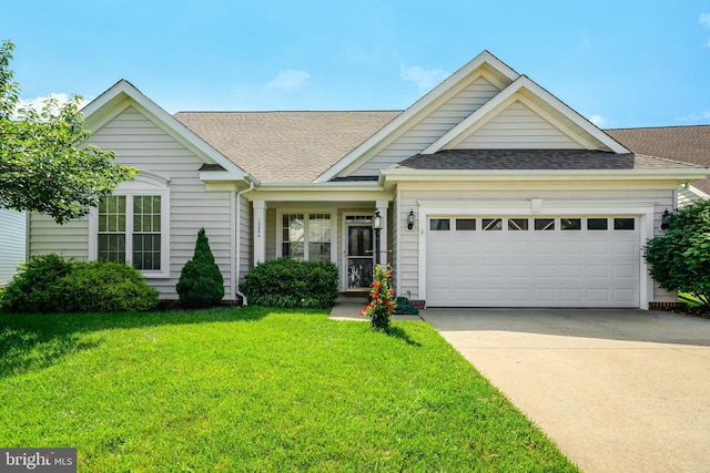 13854 Cinch Ln, Gainesville, VA 20155 - view of front of property featuring a shingled roof, a front yard, a garage, and driveway
