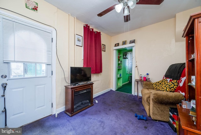 930 Elm St, Reading, PA 19601 - living area with a ceiling fan and carpet floors