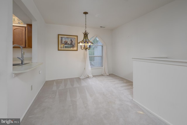 3808 Adelaide Dr, Mount Laurel, NJ 08054 - unfurnished dining area featuring light carpet and a chandelier