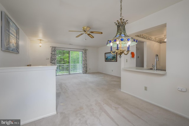 3808 Adelaide Dr, Mount Laurel, NJ 08054 - unfurnished living room featuring carpet floors and ceiling fan
