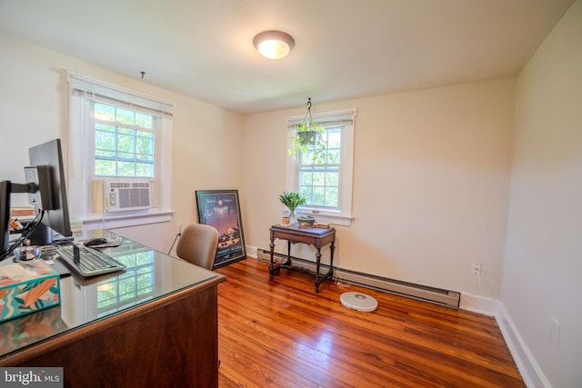 38 E Old Baltimore Pike, Media, PA 19063 - office space featuring a baseboard radiator, hardwood / wood-style floors, and cooling unit