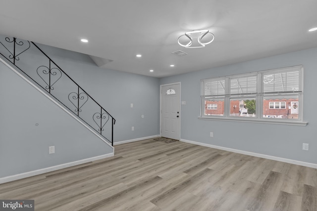 3647 Friar Rd, Philadelphia, PA 19154 - foyer with stairs, light wood-style floors, and recessed lighting