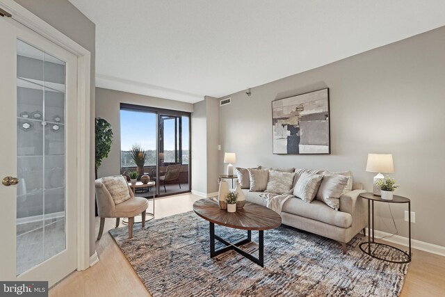 2400 Clarendon Blvd Unit 811, Arlington, VA 22201 - living room with light wood-style floors and baseboards