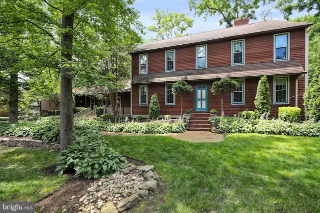 201 Laurence Dr, Moorestown, NJ 08057 - view of front of property featuring a front yard and a chimney