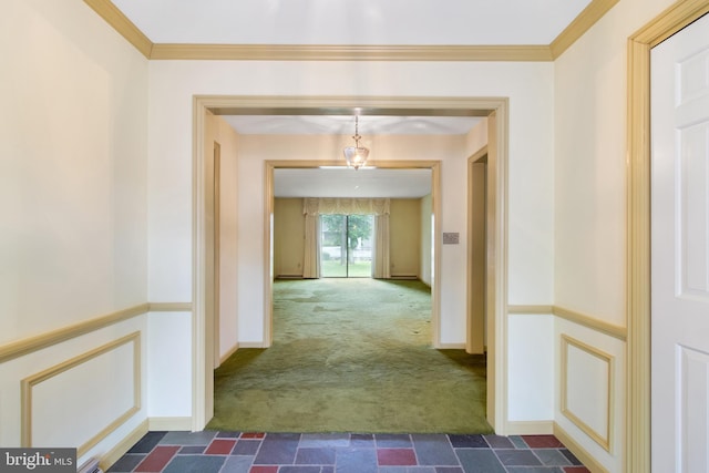 418 1st Ave, Clearfield, PA 16830 - hall featuring dark colored carpet and ornamental molding