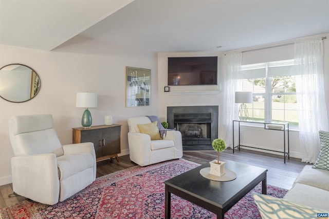 220 Buttercup Ln, Charlottesville, VA 22902 - living room with wood finished floors, a fireplace, and a baseboard heating unit