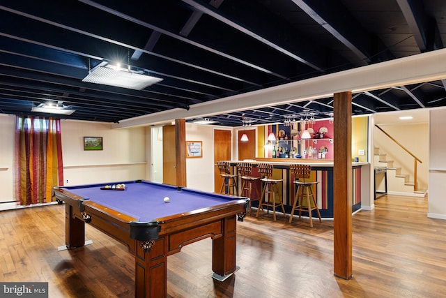 1512 Marsh Rd, Wilmington, DE 19803 - playroom featuring a dry bar, wood finished floors, and billiards table