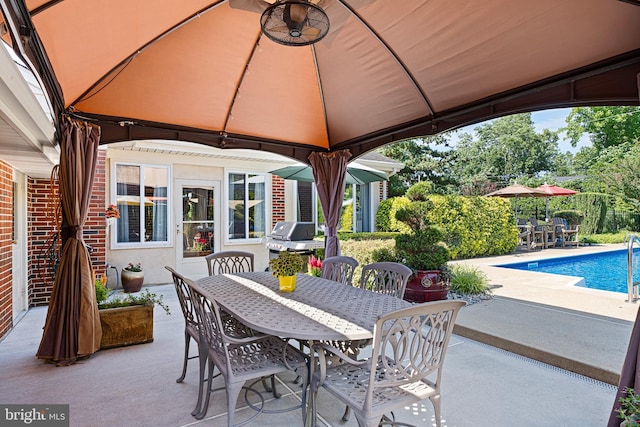 1512 Marsh Rd, Wilmington, DE 19803 - view of patio featuring outdoor dining area, a gazebo, a grill, and an outdoor pool