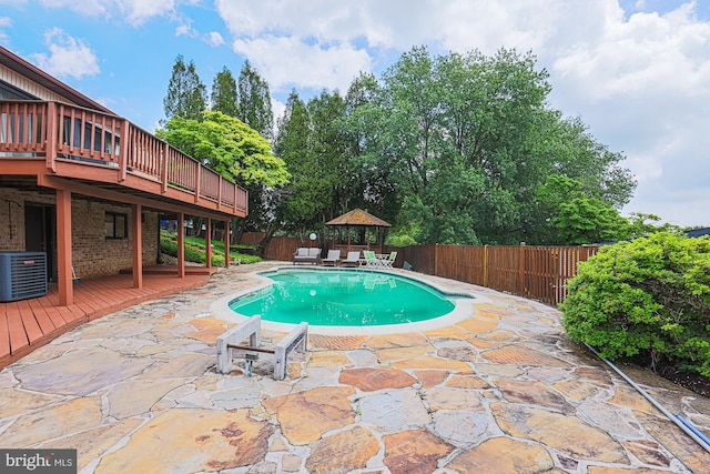 7119 Pheasant Cross Dr, Baltimore, MD 21209 - view of pool with a deck, a patio area, a fenced backyard, and a gazebo