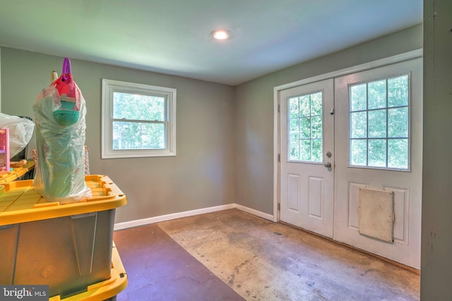 7918 Wicker Ln, La Plata, MD 20646 - entryway featuring concrete floors, french doors, and recessed lighting