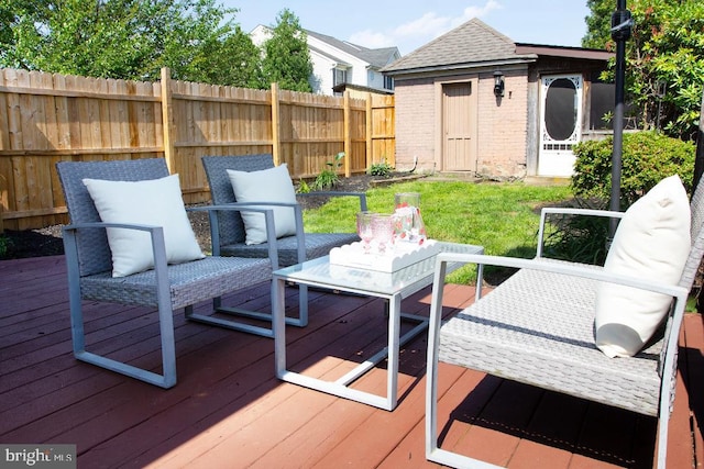 736 Seitz St, Easton, PA 18042 - wooden terrace featuring an outdoor structure and an outdoor living space