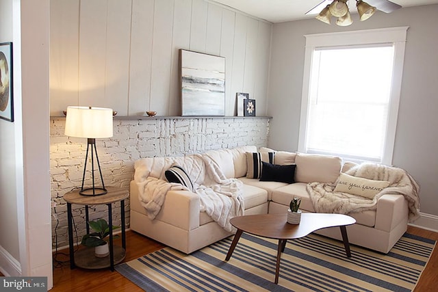 736 Seitz St, Easton, PA 18042 - living room with wood finished floors and ceiling fan