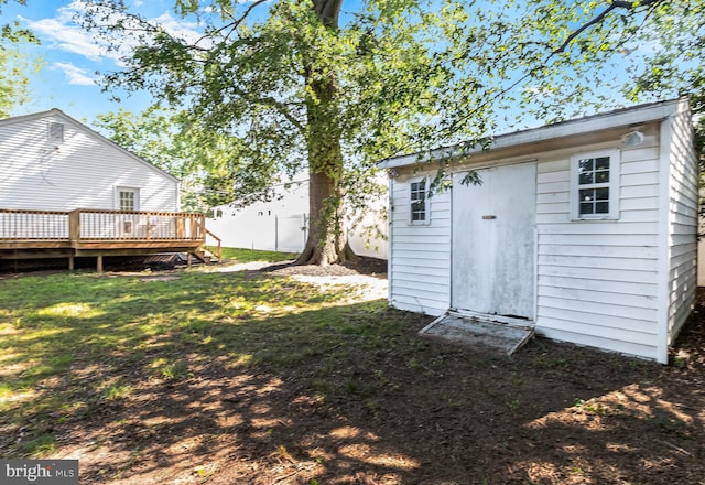 925 Barron Ave, Baltimore, MD 21221 - view of yard featuring a wooden deck and a storage shed