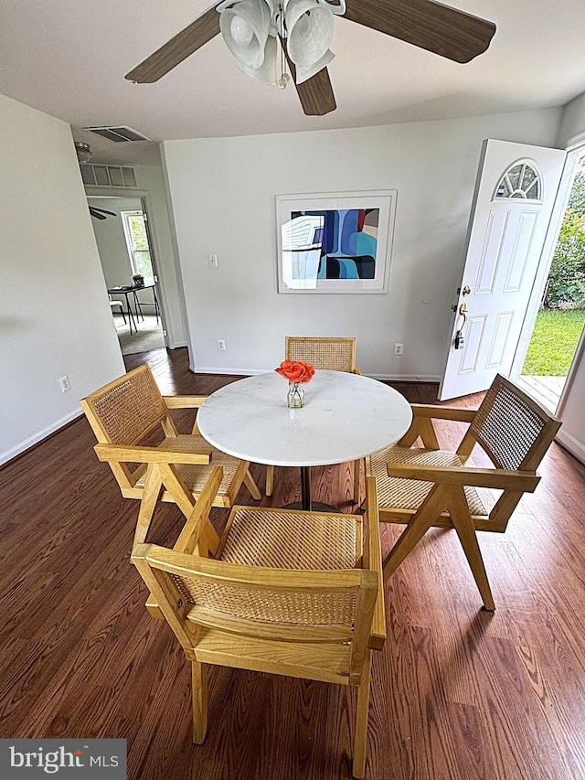 925 Barron Ave, Baltimore, MD 21221 - dining space featuring a ceiling fan and wood finished floors