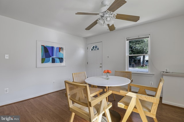 925 Barron Ave, Baltimore, MD 21221 - dining space with wood finished floors and ceiling fan