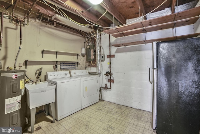 20207 Laurel Hill Way, Germantown, MD 20874 - washroom with water heater, washer and dryer, and electric panel
