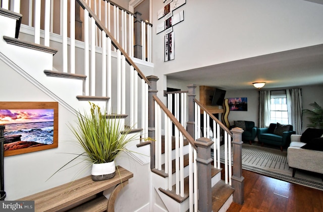 1437 Hilltop Rd, Pottstown, PA 19464 - stairway with wood finished floors and a towering ceiling