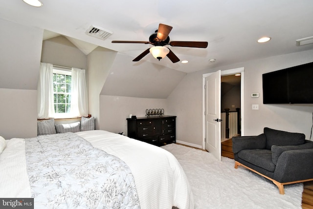 1437 Hilltop Rd, Pottstown, PA 19464 - bedroom featuring lofted ceiling, recessed lighting, and ceiling fan