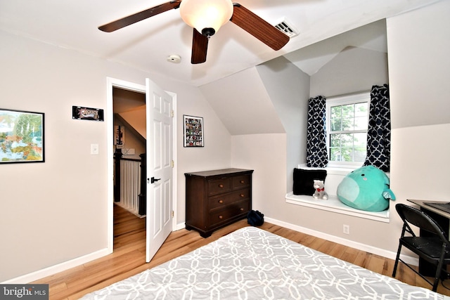1437 Hilltop Rd, Pottstown, PA 19464 - bedroom featuring wood finished floors, lofted ceiling, and a ceiling fan