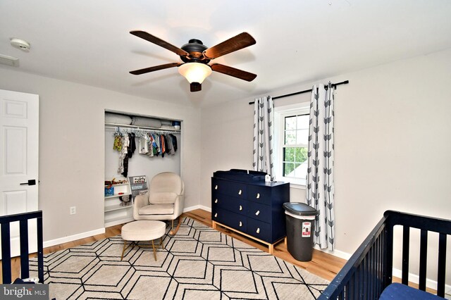 1437 Hilltop Rd, Pottstown, PA 19464 - bedroom featuring wood finished floors, a closet, and a ceiling fan