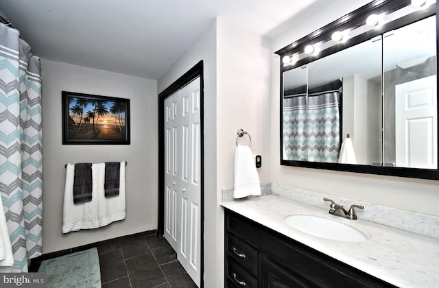 1437 Hilltop Rd, Pottstown, PA 19464 - bathroom with vanity, tile patterned flooring, and a shower with shower curtain