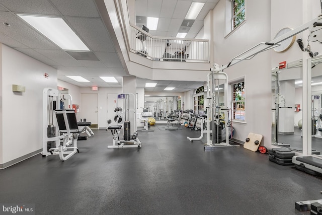 2121 Jamieson Ave Unit 707, Alexandria, VA 22314 - gym featuring a paneled ceiling