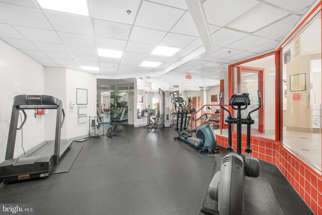2121 Jamieson Ave Unit 707, Alexandria, VA 22314 - workout area with a paneled ceiling